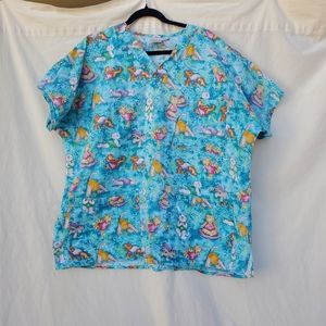 S.C.R.U.B.S, XL,100% cotton, light blue/Green, Smock with cats ,scrubs  .